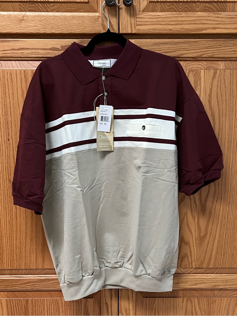 Classics By Palmland Men's Short Sleeve Polo, Burgundy,White, Beige. Size XL